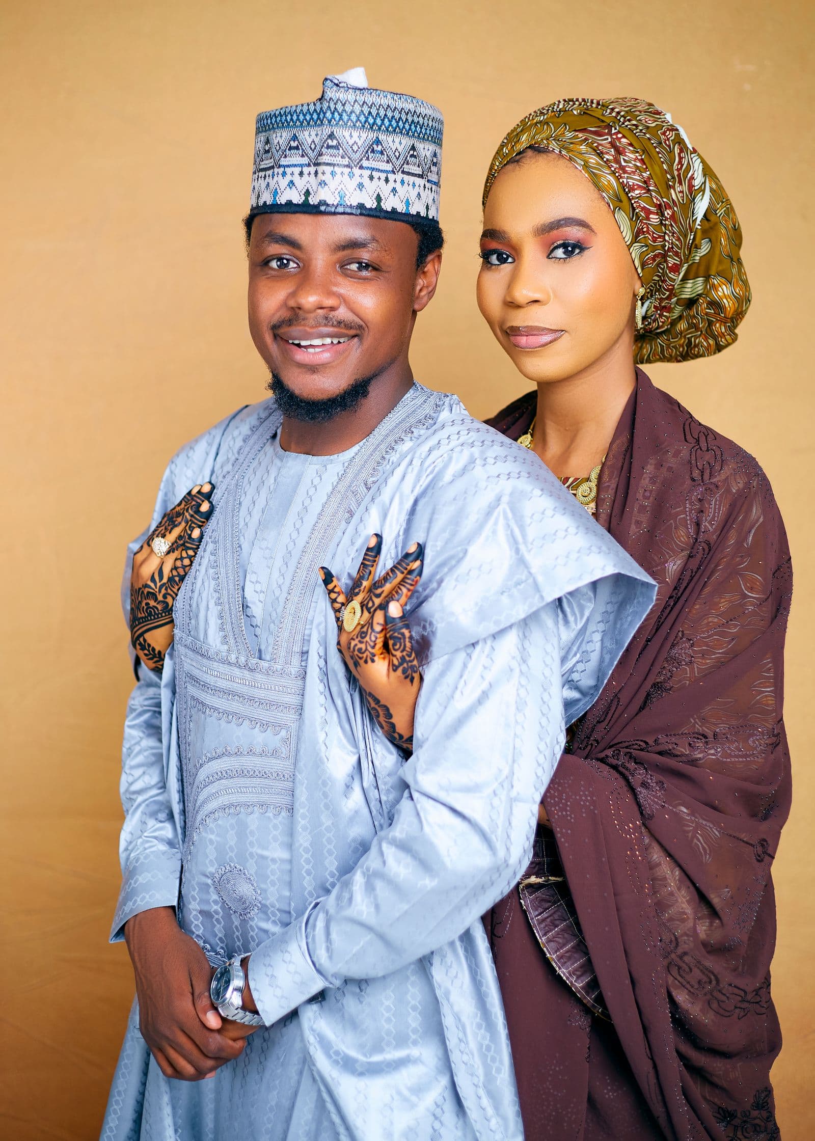 Couple in traditional wedding attire